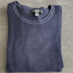 Nordstrom Men's Deep Blue Textured Crewneck Sweater